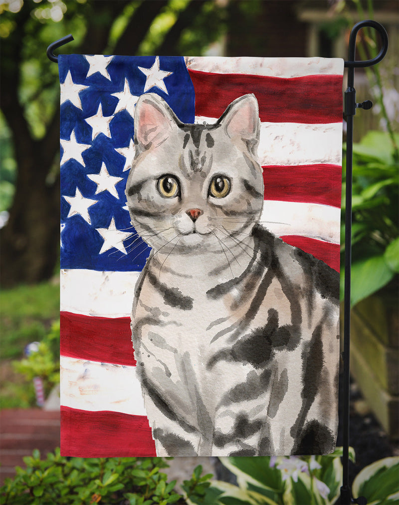 American Shorthair American Flag Garden Flag - Outdoor Decorative Yard Flag CK3029GF