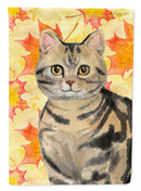 American Shorthair Brown Tabby Fall Leaves Garden Flag - Outdoor Decorative Yard Flag CK3073GF