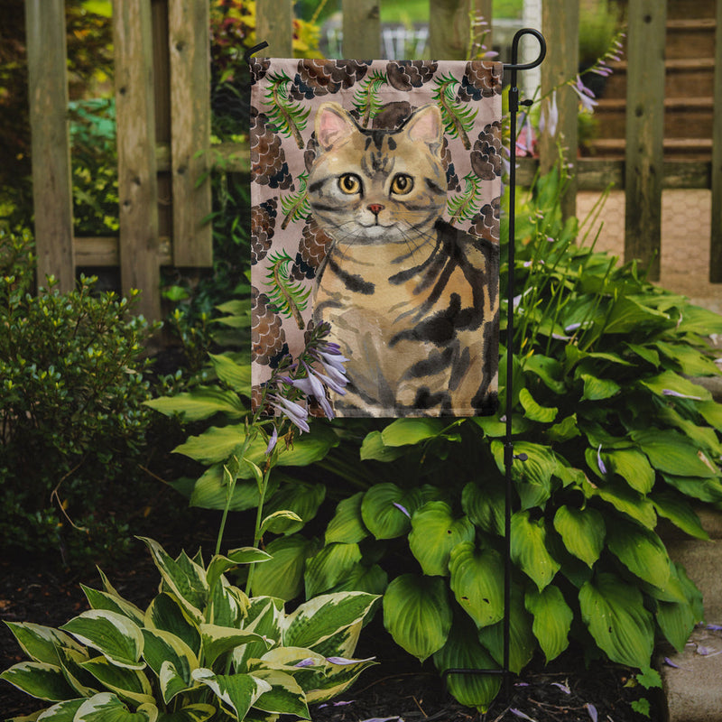 American Shorthair Brown Tabby Pine Cones Garden Flag - Outdoor Decorative Yard Flag CK3088GF