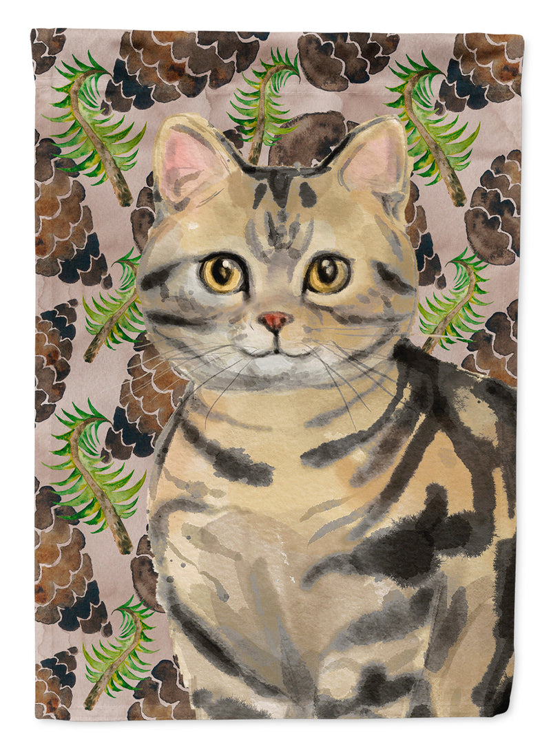 American Shorthair Brown Tabby Pine Cones Garden Flag - Outdoor Decorative Yard Flag CK3088GF