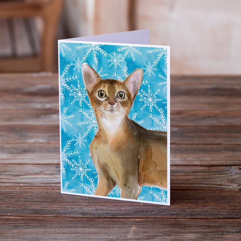 Abyssinian Winter Snowflake Greeting Cards and Envelopes Pack of 8