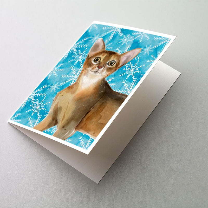 Abyssinian Winter Snowflake Greeting Cards and Envelopes Pack of 8