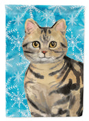 American Shorthair Brown Tabby Winter Snowflake Garden Flag - Outdoor Decorative Yard Flag CK3103GF