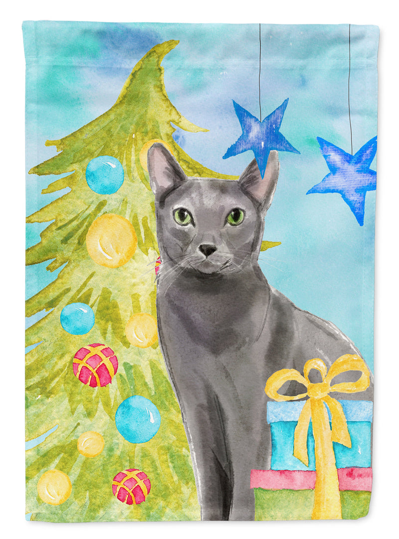 Blue Russian Christmas Presents Flag Canvas House Size CK3121CHF