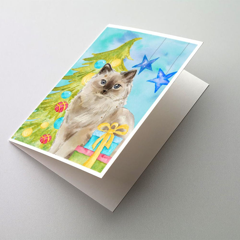 Ragdoll Christmas Presents Greeting Cards and Envelopes Pack of 8