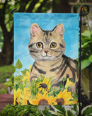 American Shorthair Brown Tabby in Sunflowers Garden Flag - Outdoor Decorative Yard Flag CK3148GF