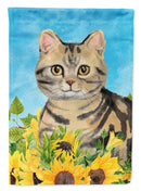 American Shorthair Brown Tabby in Sunflowers Garden Flag - Outdoor Decorative Yard Flag CK3148GF