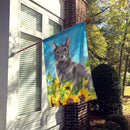 Blue Russian in Sunflowers Flag Canvas House Size CK3151CHF