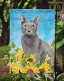 Blue Russian in Sunflowers Garden Flag - Outdoor Decorative Yard Flag CK3151GF