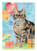 American Shorthair Brown Tabby Happy Birthday Flag Canvas House Size CK3163CHF