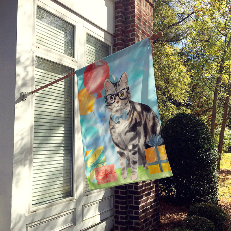 American Shorthair Happy Birthday Flag Canvas House Size CK3164CHF