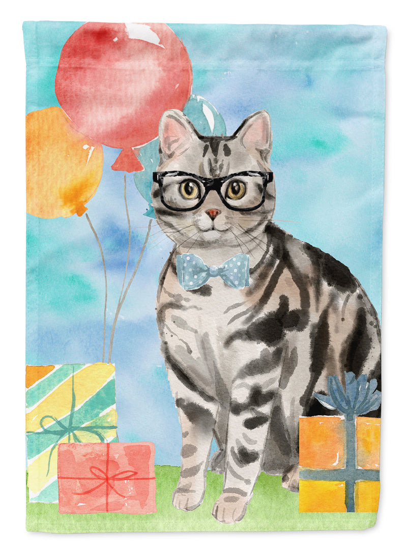 American Shorthair Happy Birthday Flag Canvas House Size CK3164CHF