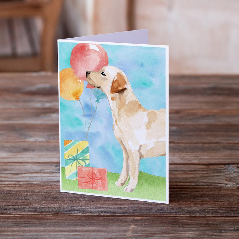 Happy Birthday Labrador Retriever Yellow Greeting Cards and Envelopes Pack of 8