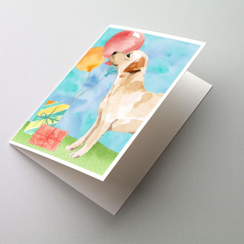 Happy Birthday Labrador Retriever Yellow Greeting Cards and Envelopes Pack of 8