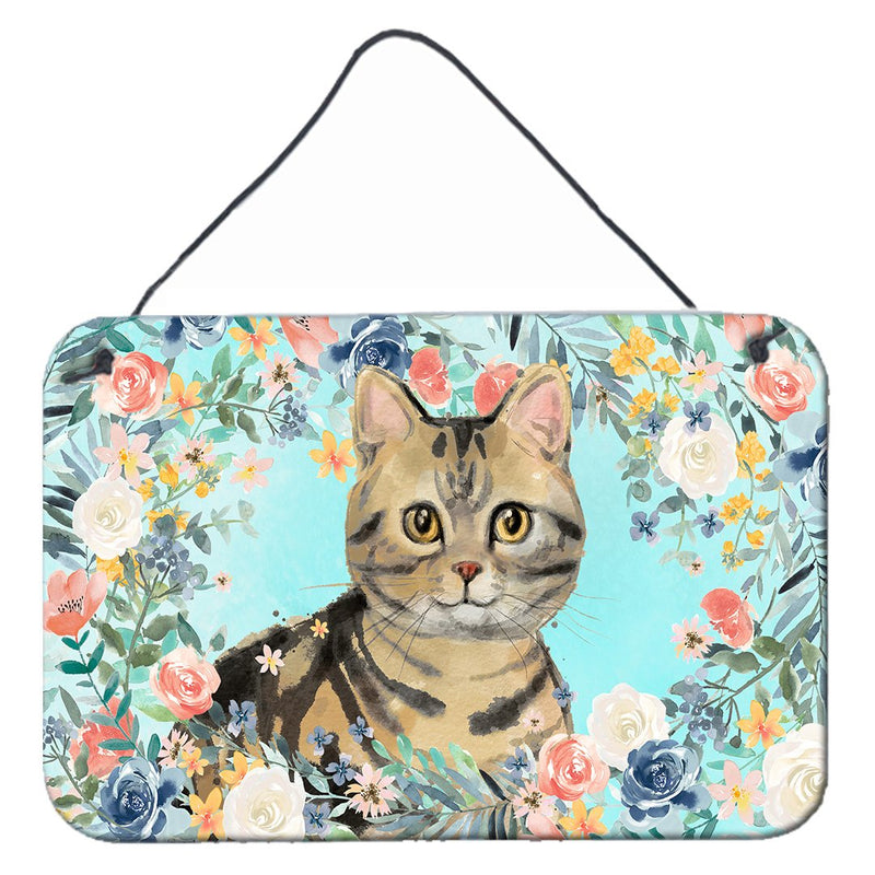 American Shorthair Brown Tabby Spring Flowers Wall or Door Hanging Prints CK3387DS812