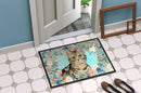 American Shorthair Brown Tabby Spring Flowers Doormat - 24x36 Decorative Floor Mat – Indoor/Outdoor Rug with Artistic Flair CK3387JMAT