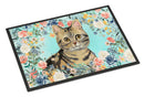 American Shorthair Brown Tabby Spring Flowers Doormat - 24x36 Decorative Floor Mat – Indoor/Outdoor Rug with Artistic Flair CK3387JMAT