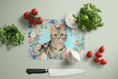 American Shorthair Brown Tabby Spring Flowers Glass Cutting Boards – Durable, Decorative Kitchen Art Large CK3387LCB