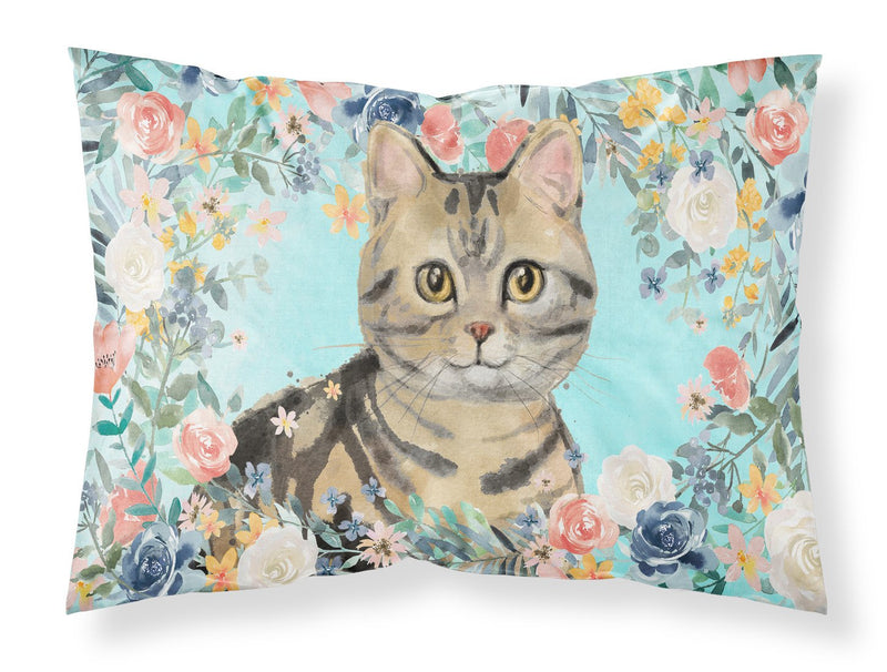 American Shorthair Brown Tabby Spring Flowers  Standard Pillowcase – Artistic Decorative Front, White Back CK3387PILLOWCASE
