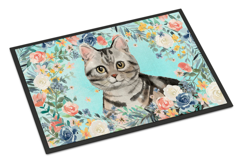 American Shorthair Spring Flowers Doormat - 24x36 Decorative Floor Mat – Indoor/Outdoor Rug with Artistic Flair CK3388JMAT