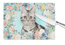 American Shorthair Spring Flowers Glass Cutting Boards – Durable, Decorative Kitchen Art Large CK3388LCB
