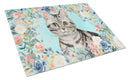 American Shorthair Spring Flowers Glass Cutting Boards – Durable, Decorative Kitchen Art Large CK3388LCB