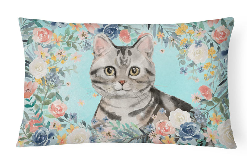American Shorthair Spring Flowers Canvas Fabric Decorative Pillow CK3388PW1216
