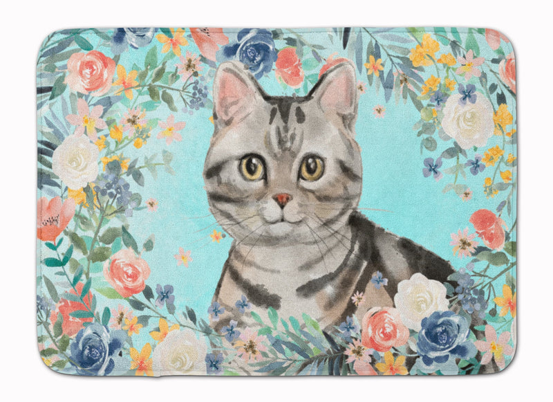 American Shorthair Spring Flowers Machine Washable Memory Foam Mat CK3388RUG