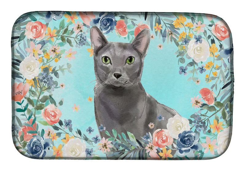 Blue Russian Spring Flowers Dish Drying Mat – Absorbent, Artistic Kitchen Essentials CK3390DDM