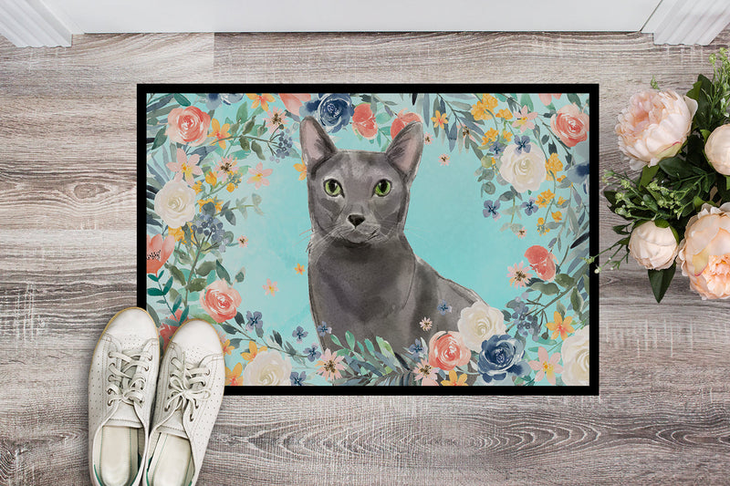 Blue Russian Spring Flowers Doormat - 24x36 Decorative Floor Mat – Indoor/Outdoor Rug with Artistic Flair CK3390JMAT