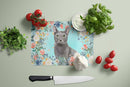 Blue Russian Spring Flowers Glass Cutting Boards – Durable, Decorative Kitchen Art Large CK3390LCB