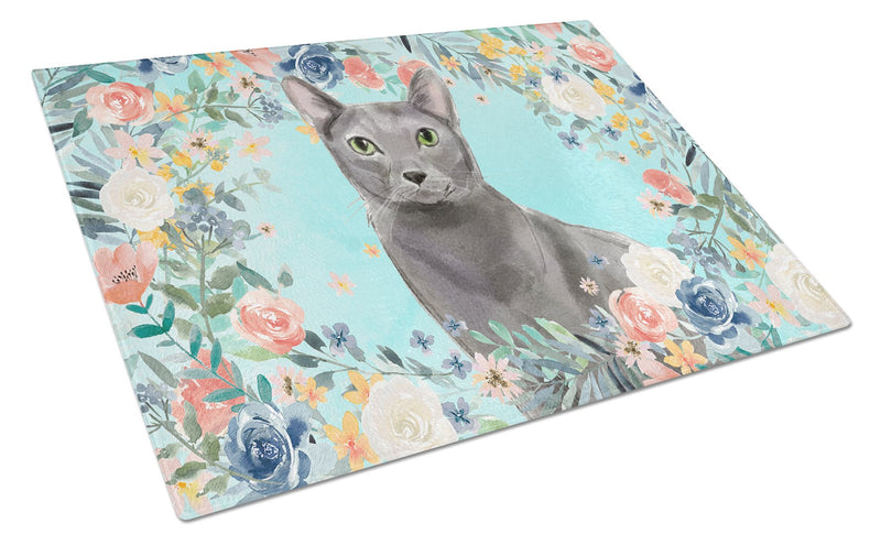 Blue Russian Spring Flowers Glass Cutting Boards – Durable, Decorative Kitchen Art Large CK3390LCB