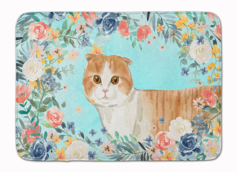 Scottish Fold Spring Flowers Machine Washable Memory Foam Mat CK3397RUG