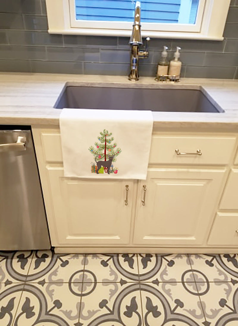 Abyssinian or African Hairless Dog Christmas Tree White Kitchen Towel Set of 2