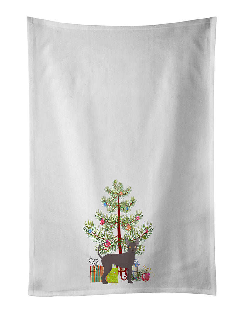 Abyssinian or African Hairless Dog Christmas Tree White Kitchen Towel Set of 2