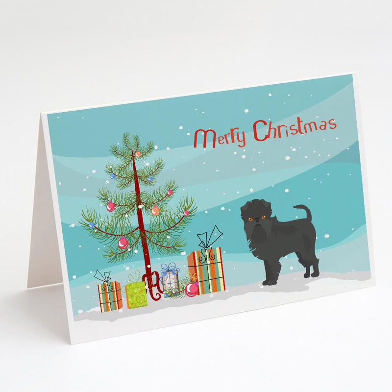 Affenpinscher Christmas Tree Greeting Cards and Envelopes Pack of 8