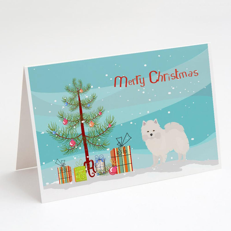 American Eskimo Christmas Tree Greeting Cards and Envelopes Pack of 8