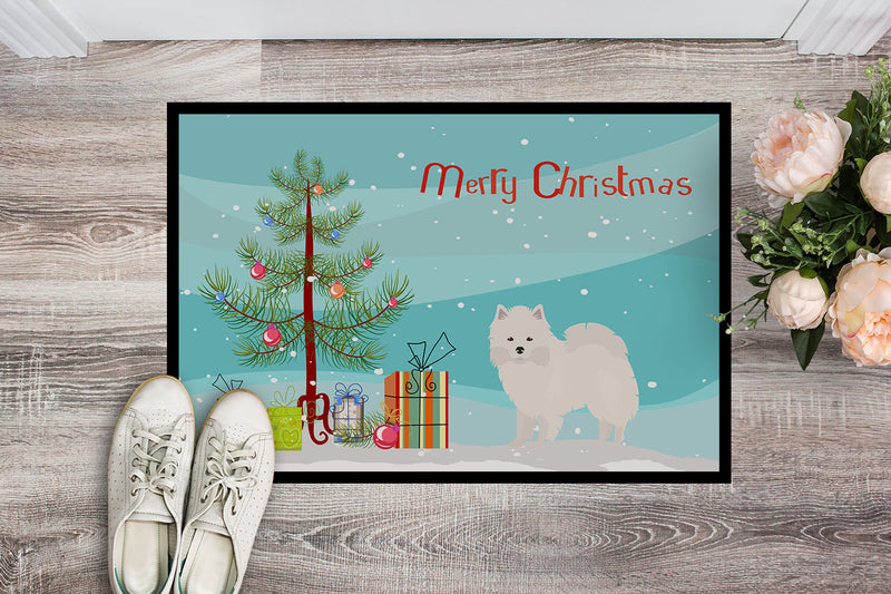 American Eskimo Christmas Tree Doormat - 24x36 Decorative Floor Mat – Indoor/Outdoor Rug with Artistic Flair CK3441JMAT