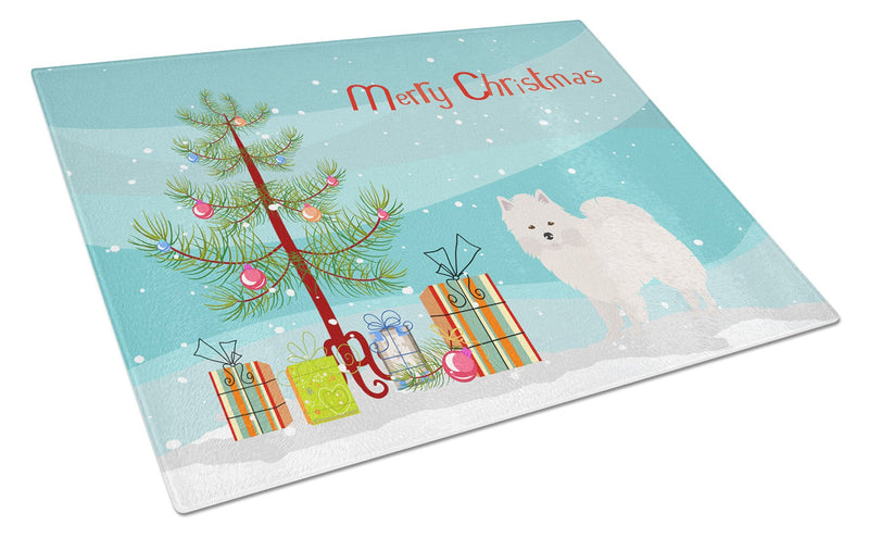 American Eskimo Christmas Tree Glass Cutting Boards – Durable, Decorative Kitchen Art Large CK3441LCB