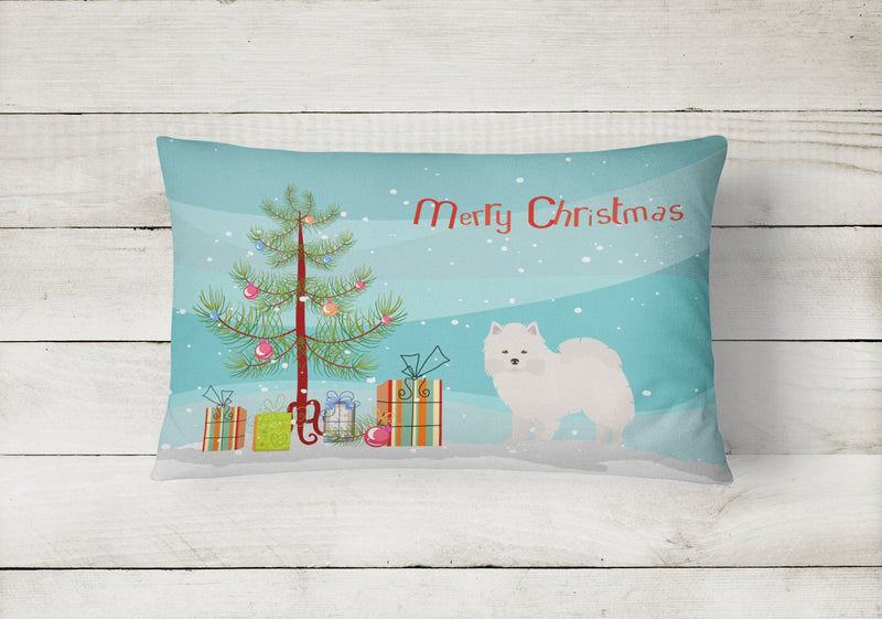 American Eskimo Christmas Tree Canvas Fabric Decorative Pillow CK3441PW1216