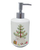 American Eskimo Christmas Tree Ceramic Soap Dispenser
