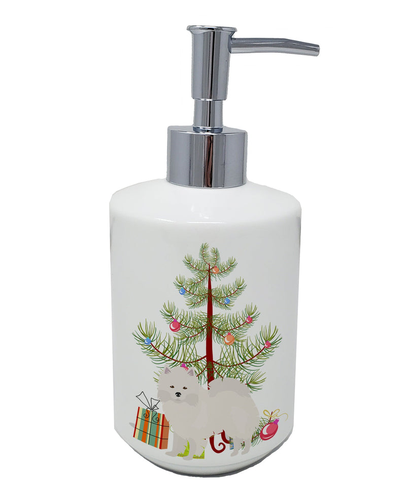 American Eskimo Christmas Tree Ceramic Soap Dispenser