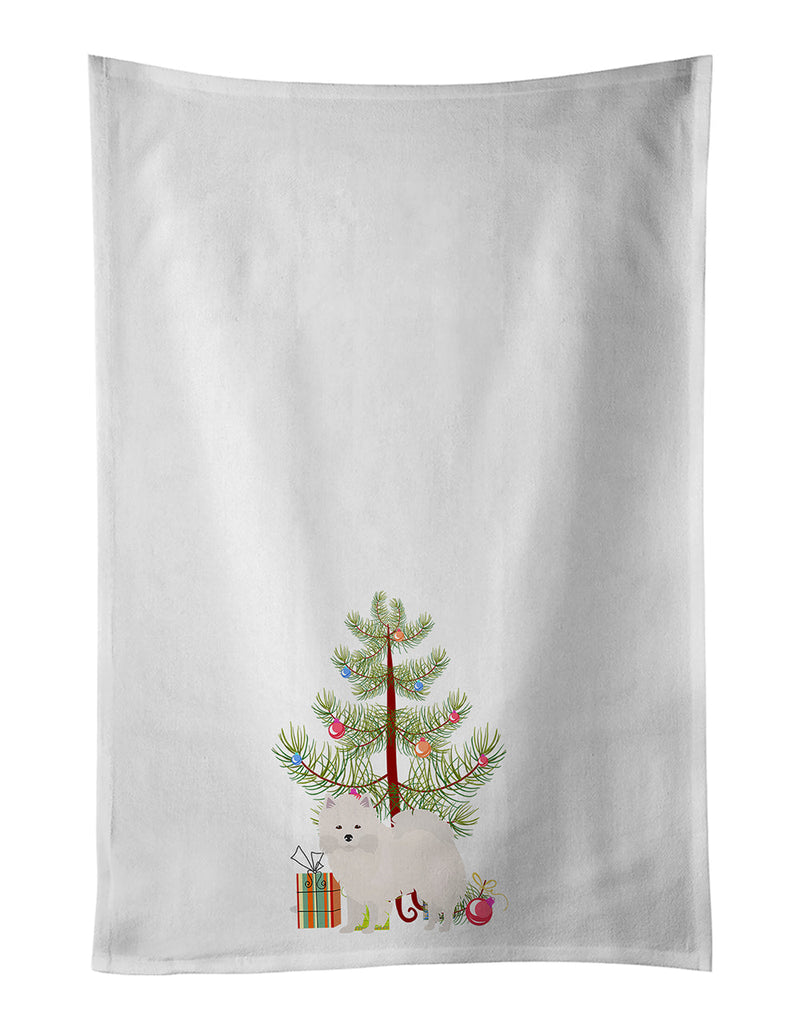 American Eskimo Christmas Tree White Kitchen Towel Set of 2