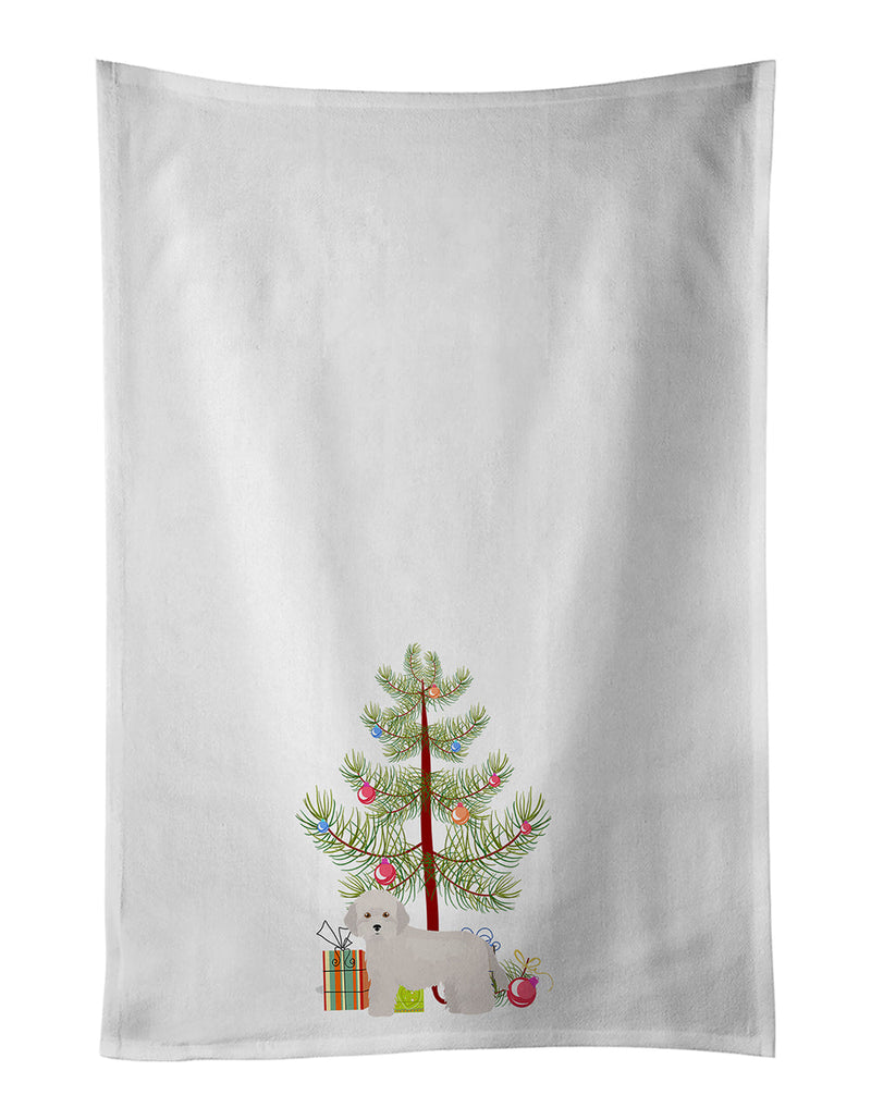 Cyprus Poodle Christmas Tree White Kitchen Towel Set of 2