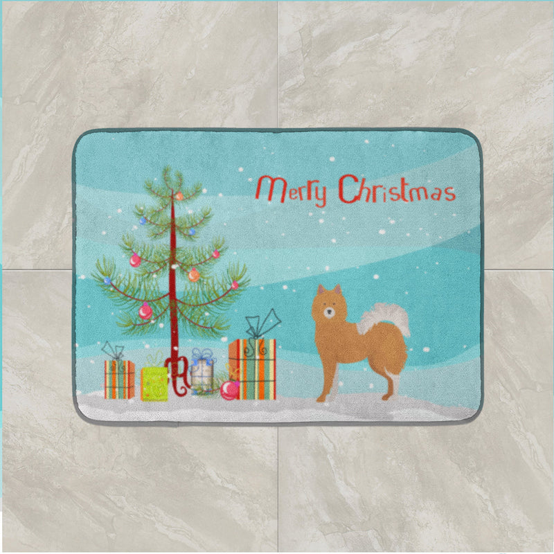 Brown & White Elo dog Christmas Tree Machine Washable Memory Foam Mat CK3451RUG