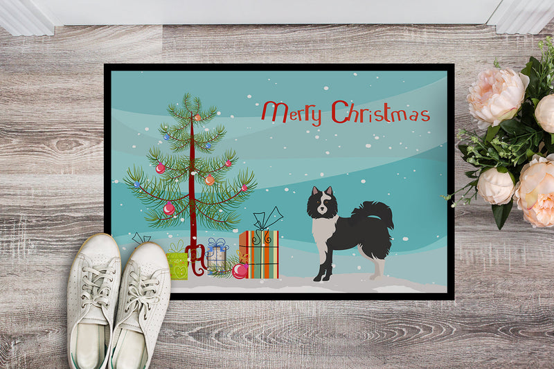 Black and White Elo dog Christmas Tree Doormat - 24x36 Decorative Floor Mat – Indoor/Outdoor Rug with Artistic Flair CK3452JMAT