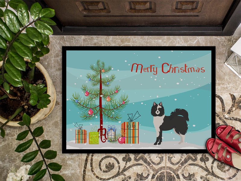 Black and White Elo dog Christmas Tree Doormat - 24x36 Decorative Floor Mat – Indoor/Outdoor Rug with Artistic Flair CK3452JMAT