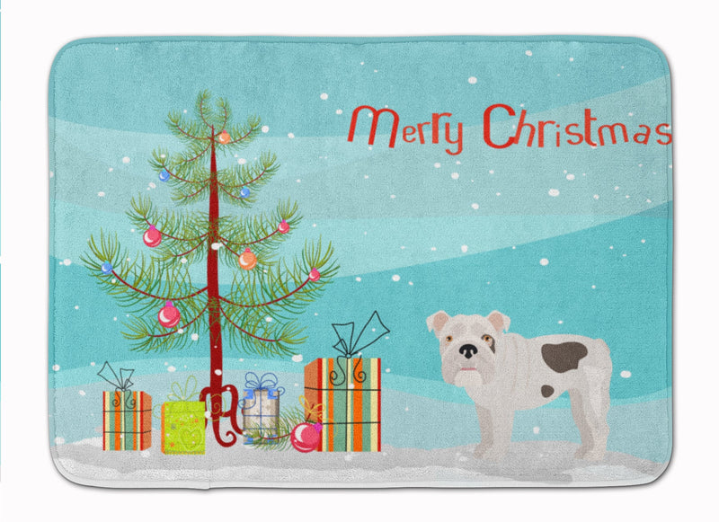 Bulldog, English Bulldog Christmas Tree Machine Washable Memory Foam Mat CK3453RUG