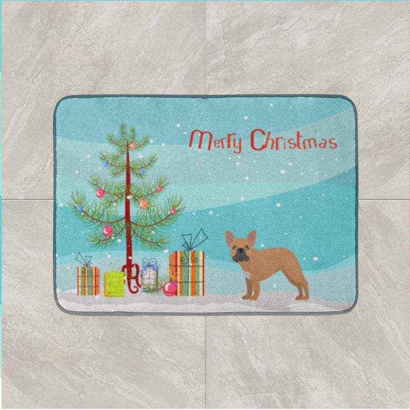 French Bulldog Christmas Tree Machine Washable Memory Foam Mat CK3455RUG