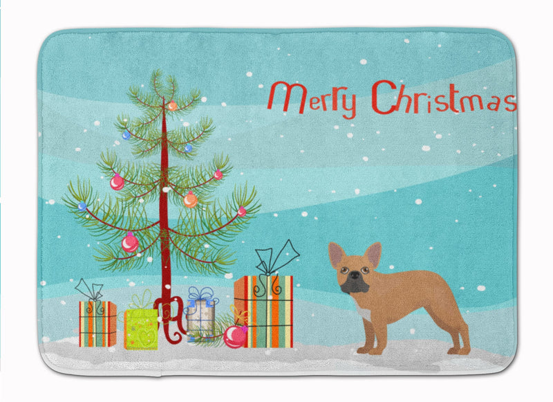 French Bulldog Christmas Tree Machine Washable Memory Foam Mat CK3455RUG